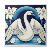 Art Deco Swan en Lilies