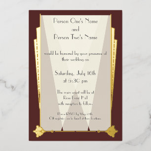 Art Déco Swanky dans Red Foil Invitation