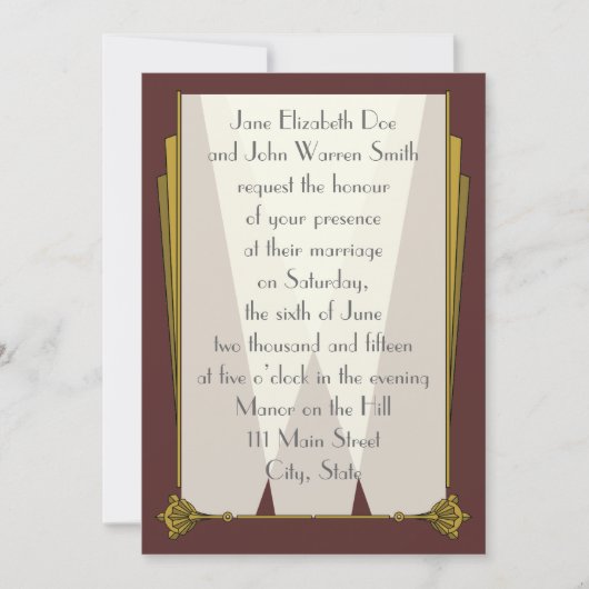 Art déco swanky en Faire-part de mariage rouge (Devant)