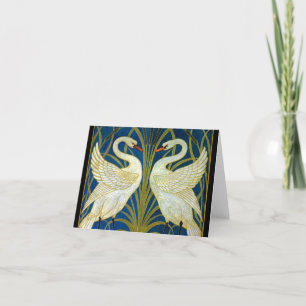 Art Deco Swans Bedankkaart