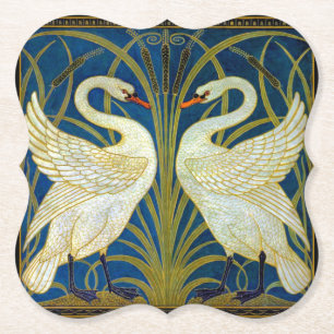Art Deco Swans Muismat Kartonnen Onderzetters