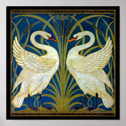 Art Deco Swans Poster (Voorkant)