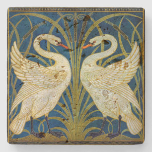 Art Deco Swans Stenen Onderzetter