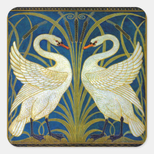 Art Deco Swans Vierkante Sticker