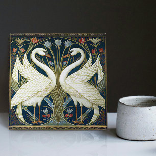 Art Deco Swans Wall Decor Art Nouveau Swan Tegeltje