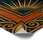 Art Deco Symmetrical Tree of Life Gold Teal Poster (Coin)
