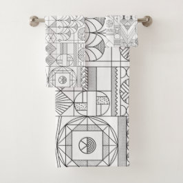 Art Deco Symmetry Line Art Patroon Bad Handdoek
