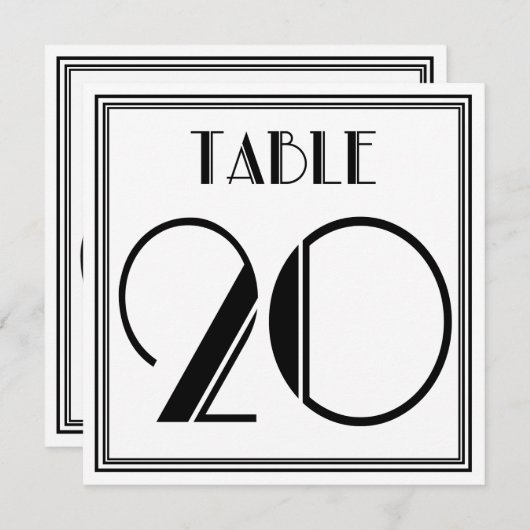 Art Deco Tafel Nummer 20 Kaart (Voorkant / Achterkant)