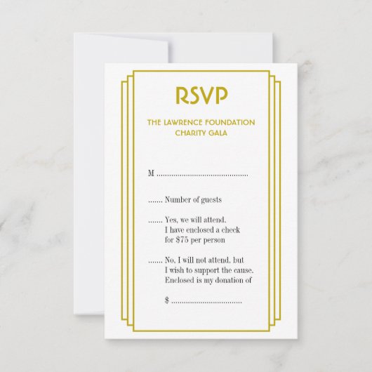 Art Deco tan gestapeld lijst goud RSVP-respons RSVP Kaartje (Voorkant)