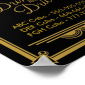 art deco Taxis bruiloft bord drink en bestuurt Poster (Hoek)