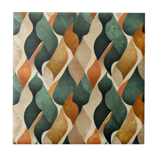 Art Deco Teal & Gold Geometric Pattern (4) Tegeltje (Voorkant)