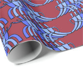 Art Deco Team Spirit (Cranberry en Blues) Cadeaupapier (Rol Hoek)