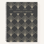 Art Deco Tegel Line Art in Black Gold Specialized Notitieboek (Voorkant)