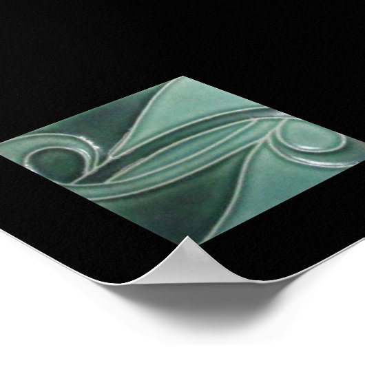 Art Deco Tegel Pattern Matte Donkergroen Poster (Hoek)
