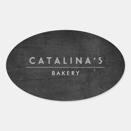 Art Deco-tekst op zwart hout Ovale Sticker (Voorkant)