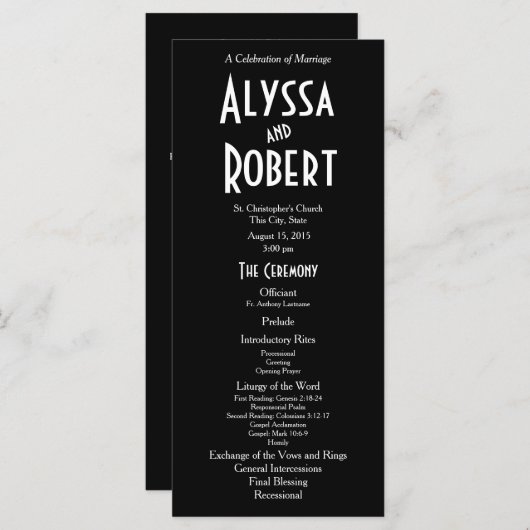  Art Deco Tekst Trouwprogramma Programma (Voorkant / Achterkant)