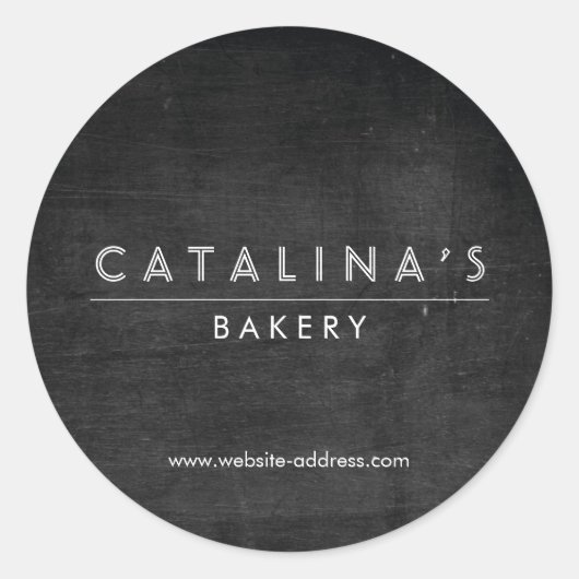 Art Deco Text on Black Wood Bakery, Food Ronde Sticker (Voorkant)