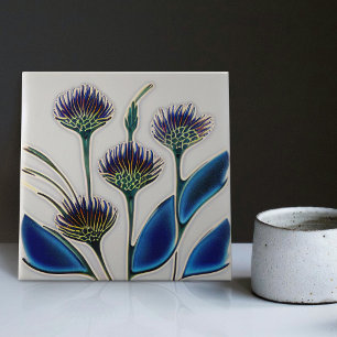 Art Deco Thistle Wall Decor Art Nouveau Ceramic Ti Tegeltje