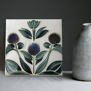 Art Deco Thistle Wall Decor Art Nouveau Ceramic Ti Tegeltje