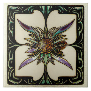 Art Deco Thistle Wall Decor Art Nouveau Tegeltje
