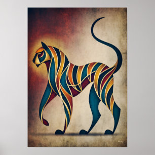 Art Deco Tijger Abstract Geometrisch Dieren Wandku Poster