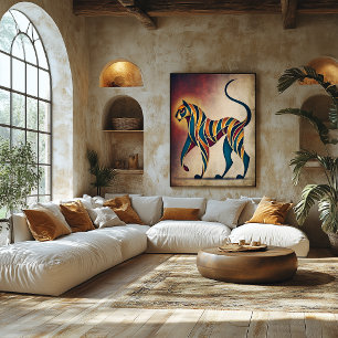Art Deco Tijger Abstract Geometrisch Dieren Wandku Poster