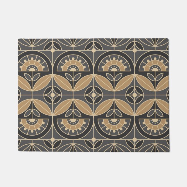 Art Deco Tile Floral 2 Deurmat (Voorkant)