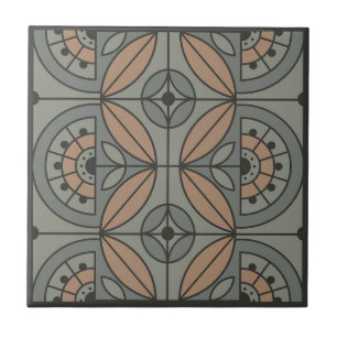 Art Deco Tile Floral (steenbeek en zandsteen) Tegeltje