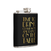 Art Deco Time to Drink Champagne Gold Flask Heupfles (Rechts)
