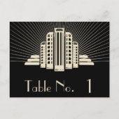 Art Deco Tower Ray in zwart en ivoor tafelnummer (Voorkant)