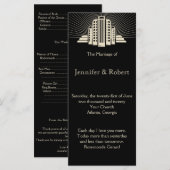 Art Déco Tower Ray Wedding Programme (Devant / Derrière)