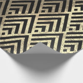 Art Deco Triangle Diamond Black Faux Gold Geometry Cadeaupapier (Hoek)