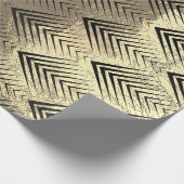 Art Deco Triangles Arrows Black Champaigne Gold Cadeaupapier (Hoek)
