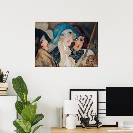 Art Déco Trois Femmes Sous Un Parapluie (Bureau à domicile)