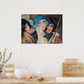 Art Déco Trois Femmes Sous Un Parapluie (Cuisine)