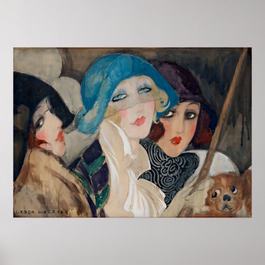 Art Déco Trois Femmes Sous Un Parapluie (Devant)