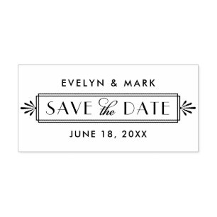 Art Deco Trouw Monogram Save the Date Rubberstempel