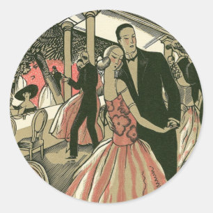 Art Deco Trouwfeest, Jonggehuwden Eerste Dans Ronde Sticker