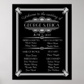 Art Deco trouwprogramma, bruiloft party Silver Poster (Voorkant)