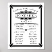 Art Deco trouwprogramma, bruiloft party Silver Poster (Voorkant)