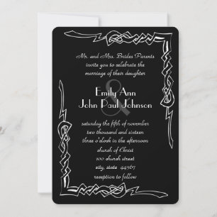Art Deco Trouwuitnodiging met Monogram Kaart