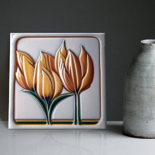 Art Deco Tulip Floral Wall Decor Art Nouveau Tegeltje