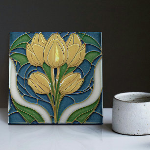 Art Deco Tulips Wall Decor Art Nouveau Tegeltje