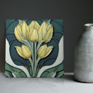 Art Deco Tulps Wall Decor Art Nouveau Keramische T Tegeltje