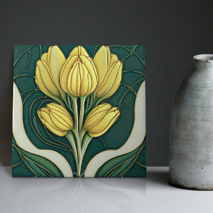 Art Deco Tulps Wall Decor Art Nouveau Keramische T Tegeltje
