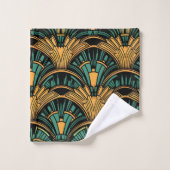 Art déco turquoise et or (Gant de toilette)