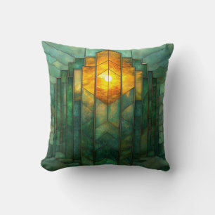 Art Deco Turquoise Groen Geel Oranje Kussen
