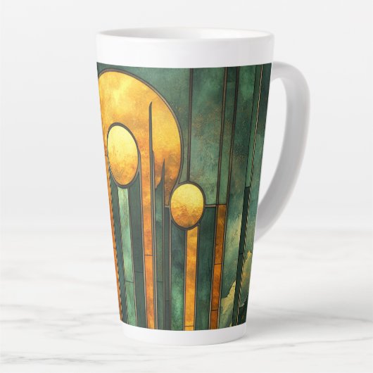 Art Deco Turquoise Groen Goud Zon Latte Mok (Rechterhoek)