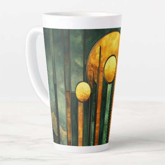 Art Deco Turquoise Groen Goud Zon Latte Mok (Linkerhoek)