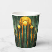 Art Deco Turquoise Groen Goud Zon Papieren Bekers (Voorkant)